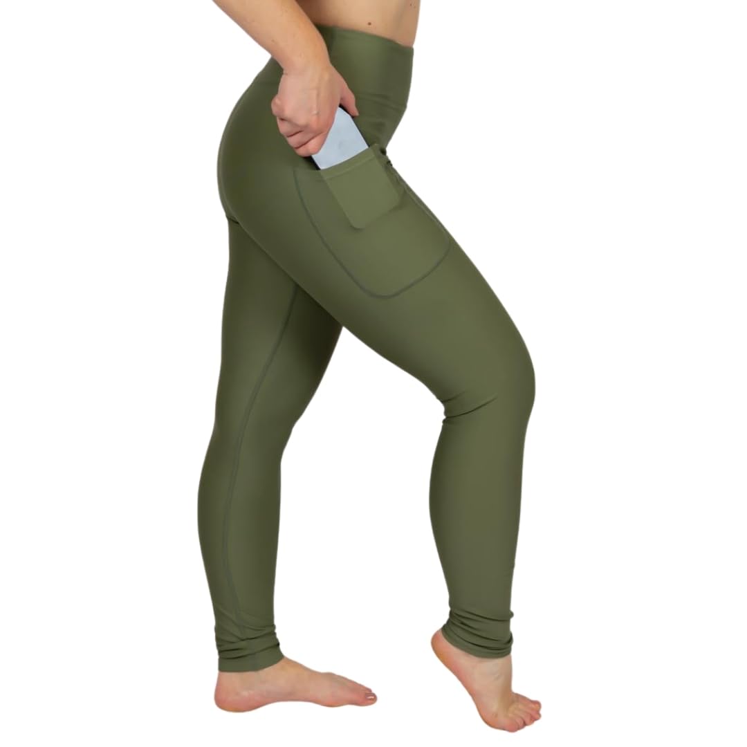 Legging - Taille haute, opaque, antidérapant, et avec poches pour téléphone - Confortable à porter au quotidien pour plus de style et de confort