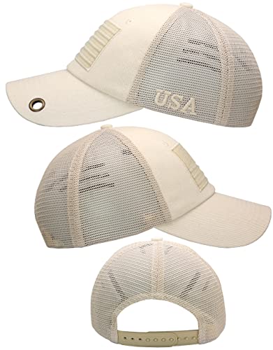 Image of Antourage American Flag Unconstructed Unisex Mesh Snapback Baseball Hat Cap for Men and Women +2 Patriotic Patches Included