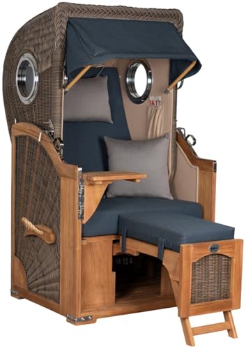 MR. DEKO Exklusiver Strandkorb-Einsitzer | Düne Single Volllieger...