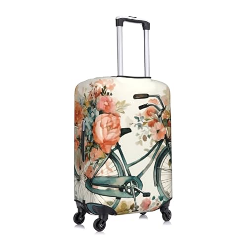 Flowers Basket Bicycle Travel Luggage Cover Fits 18-32 Inch Luggage, Elastic Suitcase Cover Protector with Concealed Zipper for Wheeled Suitcase Tsa Approved3