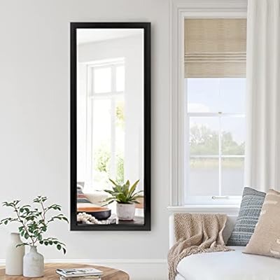 NeuType Full Length Mirror 43"x16" Large Mirror Bedroom Locker Room Standing Hanging Mirror Dressing Mirror, Black(No Stand)