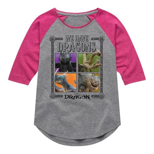 How to Train Your Dragon - We Have Dragons - Toddler and Youth Girls Shirt Tail Raglan