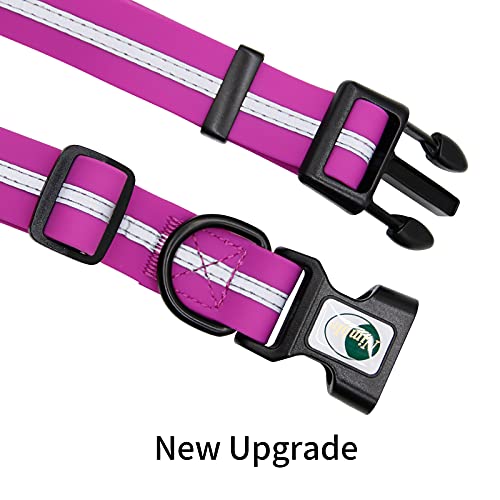 Image of Nimble Reflective Waterproof Dog Collar Adjustable Odor Resistant Easy Clean Pet Collar for Small Medium Large Dogs Night Walking Outdoor Rainy Use (Medium (11.81 inch-18.5 inchinches), Rose Purple)