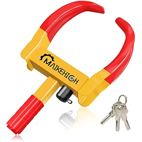 MAIKEHIGH Wheel Clamp, Heavy Duty Wheel Clamp Lock Universal Anti-Theft Locking for Cars, Caravans, Trailers, Van, Adjustable Nine-Hole with 3 Keys Cover