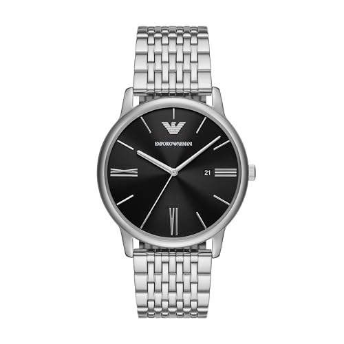 Emporio Armani Mens Three-Hand Date Silver Stainless Steel Bracelet Watch (Model: AR11600)