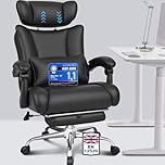 BASETBL Heavy Duty Office Chair, Big and Tall 440lbs 200kg Executive Computer Chair, 60cm Extra Wide Spring Seat Ergonomic Desk Chairs with Adjustable Headrest, Footrest & Lumbar Support (Black)