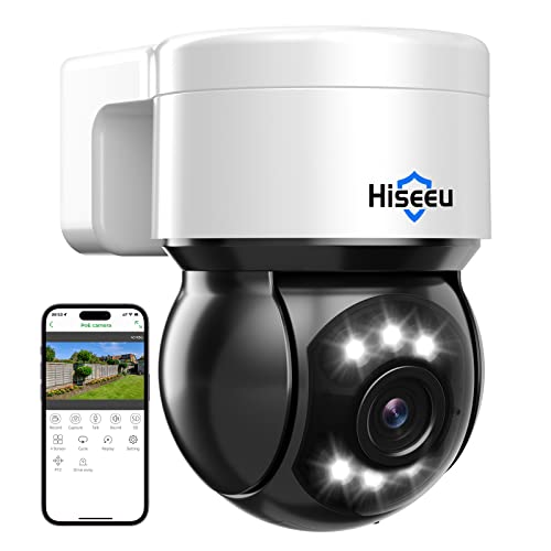 Hiseeu 330° View 4K 8MP PoE PTZ Security Camera Outdoor,
