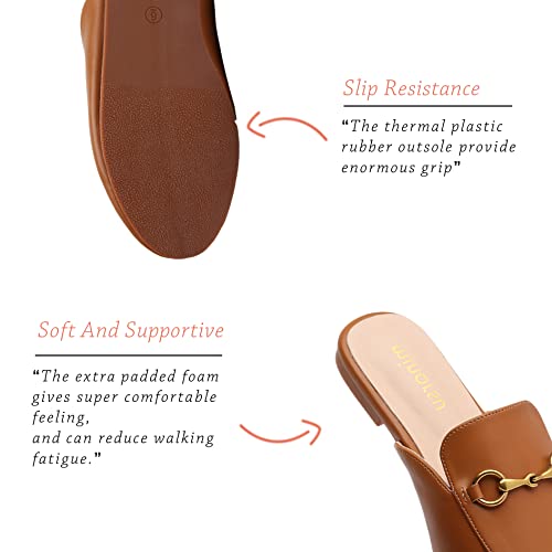 Minorsu Buckle Mules For Women Round Toe Backless Flat Mules Slides Mules Shoes Ladies Slip-On Loafers #TOP3