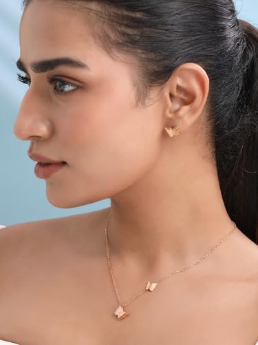 Image of Yellow Chimes Necklace for Women | Fashion Rosegold Plated Necklace for Girls | Infinity Charm Pendant Chain