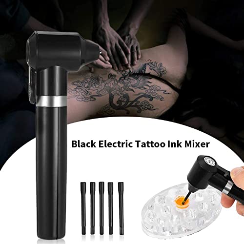 Tattoo Ink Mixer - Combofix Tattoo Ink Mixer Machine Black Electric Pigment Mixer Makeup Eyebrow Color Tool Ink Agitator Machine With 100 Mixing Sticks for Ink Mixer Makeup Tattoo Supplies