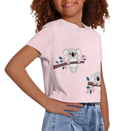 Image of Girls Fashion Crewneck Tee Shirts Casual Short Sleeve Crop Top Summer Outfits 5-14 Year