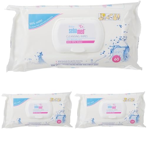 Sebamed - Toallitas Limpiadoras para Bebés | Limpieza Suave de la Piel Sensible y Delicada del Bebé - Fórmula 99% de Agua, Libre de Perfumes - Formato de 60 Unidades (Paquete de 3)