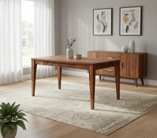 Image of Sheesham Wood Dining Table (69 * 34 * 30 inch) | Multi-Purpose uses Home and Office Desk | Dining Room Furniture | Wooden 8-Seater Dining Table |