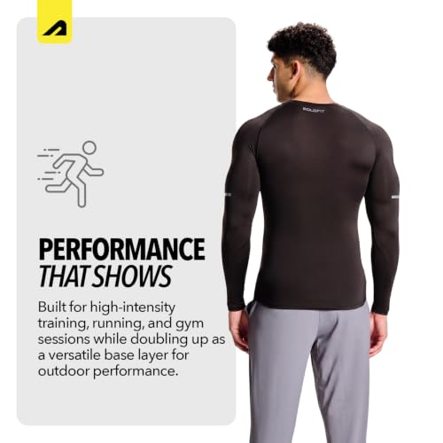Image of Boldfit Gym Compression T-Shirt for Men Full Sleeve Skin Tight Training Top Gym Base Layer Breathable Dry Fit Workout Tees Men, Black