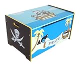 Auch als Sitzbank geeignet Kiddi Style Piraten Schatztruhe, Kinder Truhe & stylische Spielzeugtruhe für Kinderspielzeug & zur Spielzeugaufbewahrung – Sitztruhe, Schatzkiste, Spielzeugbox & Spielkiste für Spielsachen