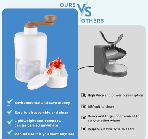 Image of Voracia Manual Ice Crusher Machine with Ice Box, Multicolour, Plastic, 500ml, Hand-Cranked, BPA Free, for Home Kitchen
