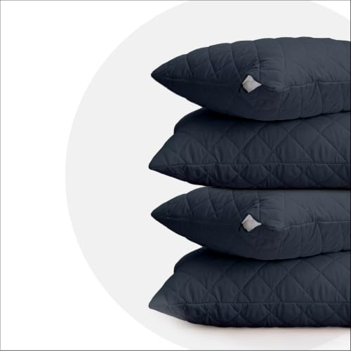 Image of Ayka 100% Waterproof Quilted Pillow Protector 220 GSM Soft Cotton Quilted Pillow Cover Protector Zippered Closure, Protection Against Water Spills & Dustmites- Charcoal (18 x 28 inch) (Pack of 4)