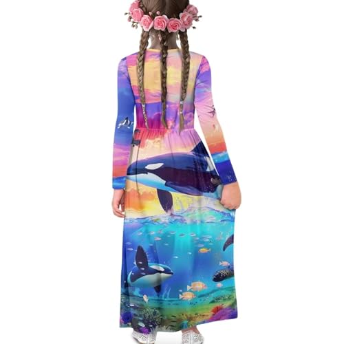 Girls Dresses Size 5-14 Maxi Dresses Kids A Line Party Dress with Pockets Fall Long Sleeve2