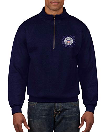 ALLNTRENDS Adult Zip Collar Sweatshirt USCG Embroidered Coast Guard Top America2