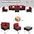 OUGMMGOU 7 Piece Patio Furniture Set, All-Weather Wicker Outdoor Conversation Set with Sectional Sofa, Rattan PE Wicker Seating, Glass Coffee Table, and Cushions (Coffee-Red, Z7)