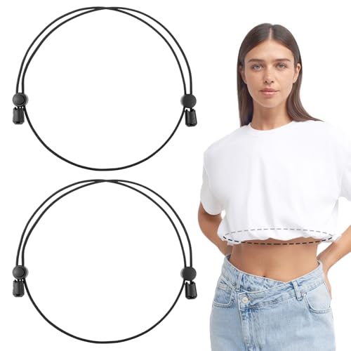 Mabor 2Pcs Shirt Tuck Band Women Adjustable Tool for Sweater and Shirts Belly Leaking Elastic Crop Bands to Change The Style of Your Tops Shirt Stays Belt for Women