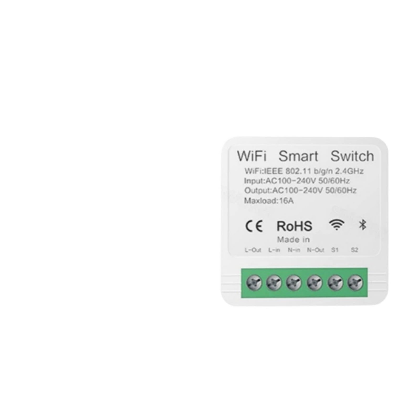 Interruttore WiFi intelligente EWelink APP 16A Mini interruttori fai da te a 2 vie Modulo timer interruttore automatico Supporto Alexa Google Home Alice(WiFi)