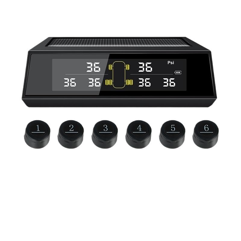 Tpms Sistema di monitoraggio della Pressione dei Pneumatici for autocarri, Allarme for Auto, Grande Schermo, 5,5 Bar Max, 6 sensori Esterni Pressione Pneumatici