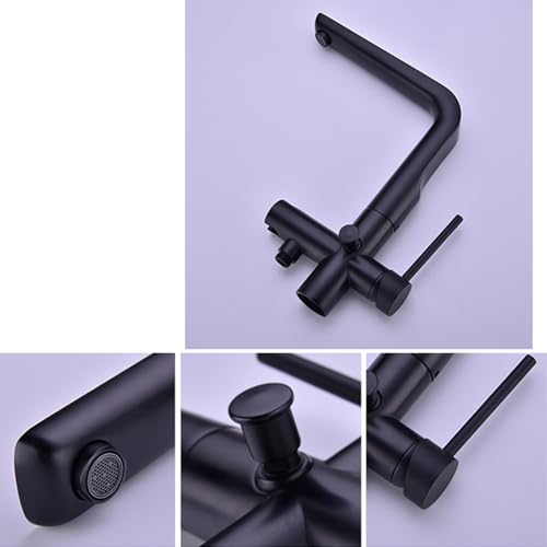 Robinet de baignoire autoportant noir avec mitigeur douche levier unique et flexible