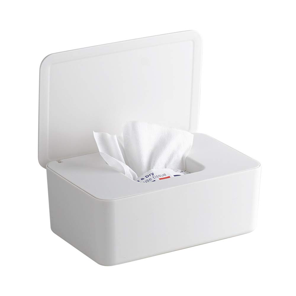 Gobesty Feuchttücherbox, Weiß Baby Feuchttüchter Aufbewahrungsbox Baby Wipes Dispenser Tücher
