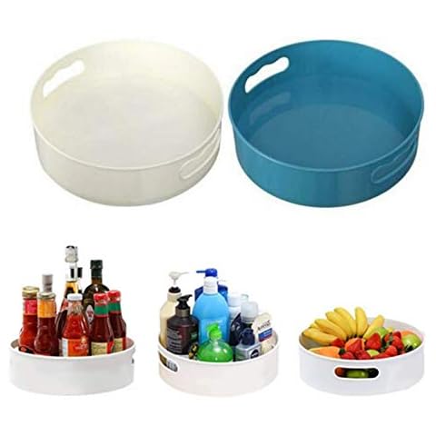 2Pcs Multi-Function Rotating Tray/Kitchen Organizer/Cosmetics Organize, Multifunction Lazy Susan Turntable Cover