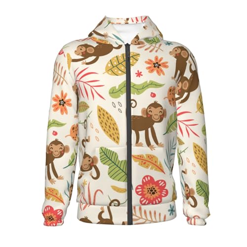 Monkeys in the Jungle Kid Hoodies Boys Zip Up Sweatshirts Girls Pullover with Pocket2