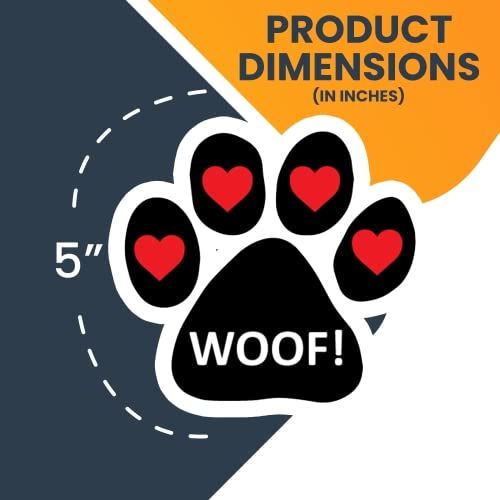Image of Magnet Me Up Woof! with Heart Pawprint Magnet Decal, 5 Inch, Heavy Duty Automotive Magnet forCar Truck SUV