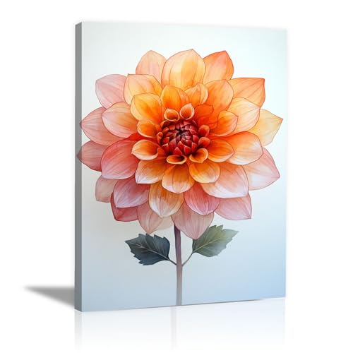 Fleurs aquarelle orange et rose en Tableau Decoration Murale pour illuminer un mur sombre
