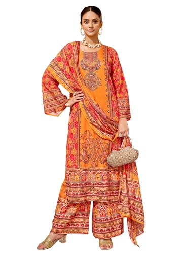Costume droit indien en soie de crêpe 15787 idéal pour mariages et grandes fêtes
