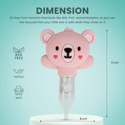 Image of Baybee Newborn Nasal Aspirator - Silicone Baby Nose Cleaner & Snot Sucker | Reusable Mucus Remover with Anti-Reflux Protection | Gentle Cold Relief for Infants & Toddlers (Pink)