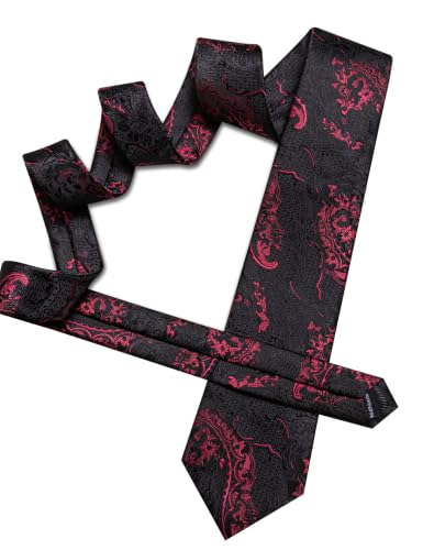 Image of Barry.Wang Paisley Tie Sets Hanky Cuff Links Flower Neckties Fashion