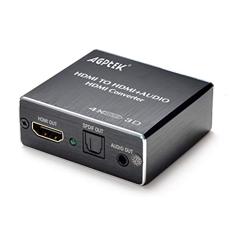 4K x 2K HDMI Audio Extractor Splitter, HDMI Audio Converter Adapter Support Ultra HD 4K Toslink Optical Audio Output and 3.5mm with Optical Fiber Cabl