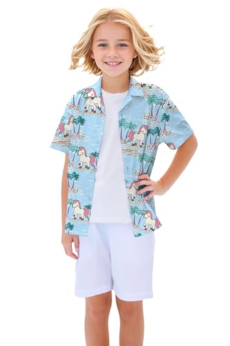 Image of Betusline Girls' and Womens' Hawaiian Shirt Blouse Button Down Beach Shirts