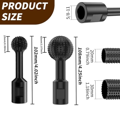 Tête de meulage à bille 5/8-11 pour meuleuse d'angle, set de 4 gouges rotatives sphériques - 8