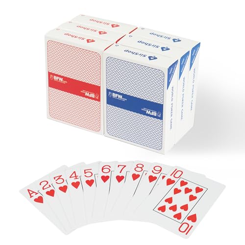 SirShop Playing Cards 6 Pack Waterproof Playing CardsLarge Playing Cards for Adults Seniors and Low Vision People Plastic Playing Cards for Blackjack Euchre Canasta and Family Game Nights
