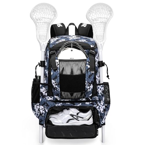 KAVIGOR Lacrosse Bag 65L Extra Large Lacrosse Gear Backpack with Multi-Pocket Design Helmet Holder & Ventilated Shoe Compartment
