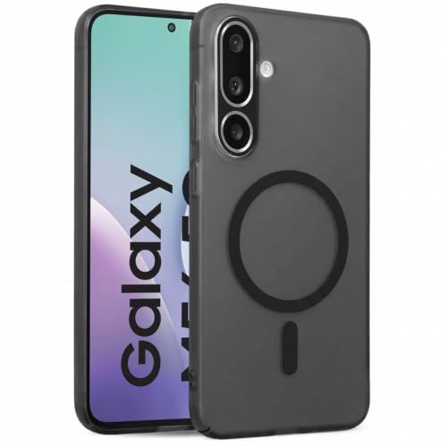 Image of DIZORO Matte Case for Samsung Galaxy M56 Compatible with MagSafe, Camera Lens Full Protection, Shockproof Translucent Frosted TPU Soft Phone Cover, Anti-Fingerprint (Black)