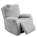 LCUVIMPEX Fundas para sillones, Funda for sillón reclinable Jacquard (paquete de 4), multicolor, for 1 plaza(Light Grey)