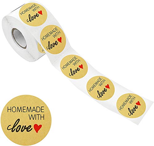 All Your Design Waterproof Vinyl Homemade with Love Stickers for Mason Jars Glass Bottle, Decals Craft, Kitchen Jar (Pack of 50, Printed Sticker)
