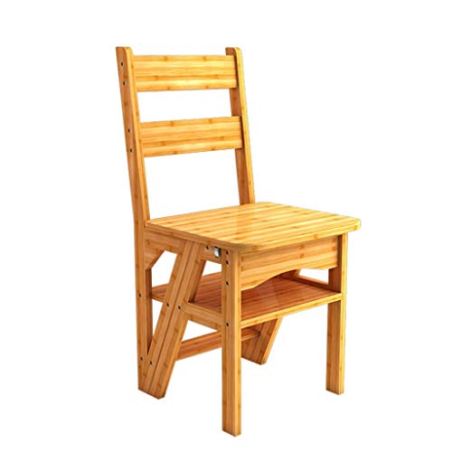 Leitern Klappstufen/Home-Stehleitern Naturholz- Dual-Use-Convertible Folding Bibliotheksleiter Stuhl 4 Schritt Hocker für Erwachsene & Kinder