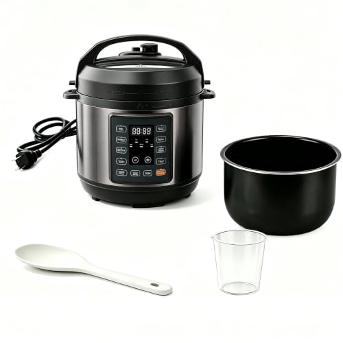 Image of Simple Deluxe Electric Pressure Cooker 3Qt, 10 Presets Instant Multi Cooker, Olla de Presion Nonstick Pot 3 Quarts for Slow Cook, Rice Cook, Steam, Saute, Canning, Yogurt Maker, Warm, Midnight Black