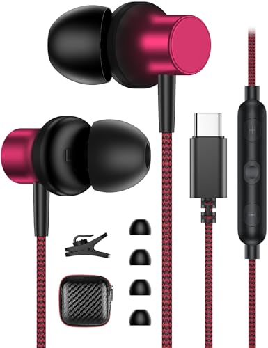 Image of USB C Earphones for Samsung Galaxy S25 Ultra S24 S23 FE S22 S21 Plus in Ear Noise Isolation HiFi Bass Stereo Android Headphone Nylon Braided Wired Type C Earbuds with Mic Headset for iPhone 16 Pro Max