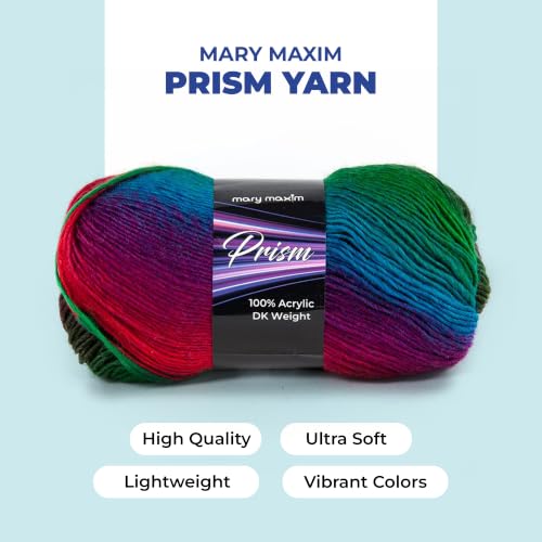 Image of Mary Maxim Prism Yarn, Acrylic Multicolor DK Yarn, 290 Yards, Stained Glass | Ombre Yarn, 3 Weight, Machine Wash, For Knitting and Crochet, Create Baby Items, Blankets, Afghans, Clothing Variegated Yarn