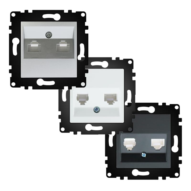 Internet and Telephone Connection Module in Grey, Ideal for Optimizing Networking and Communication in Offices and Homes.