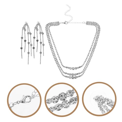 Pendientes colgantes y collar de plata para mujer 2